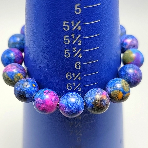 12.3mm Beauty Glittering Color Azurite & Malachite Crystal Beads Bracelet Bold - Picture 7 of 9